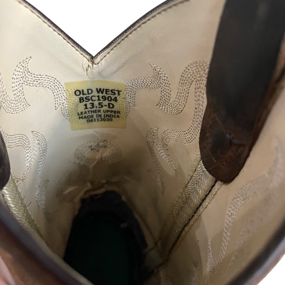 Old West Kids Square Toe Western Boot Size 13.5D boxFJ - Picture 8 of 8